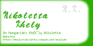 nikoletta khely business card